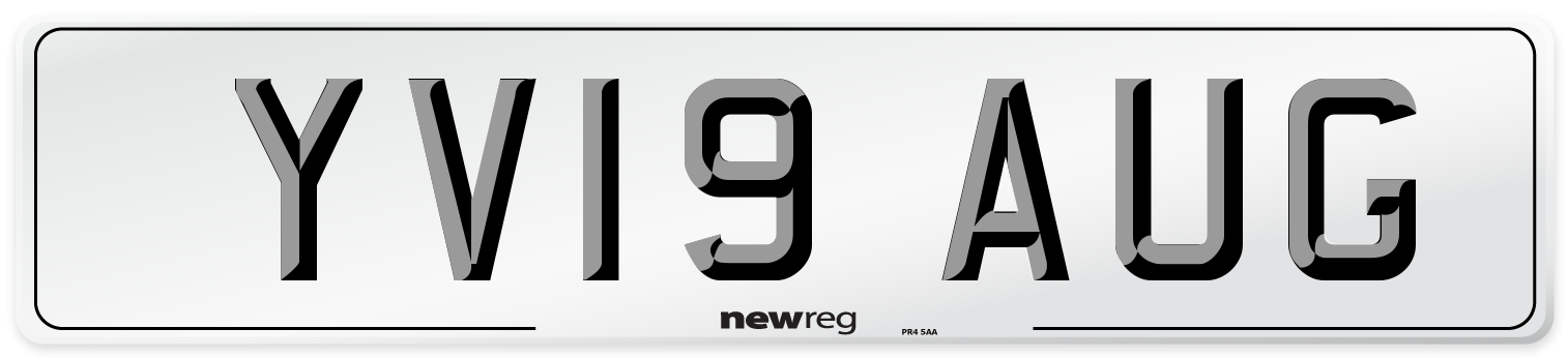 YV19 AUG Number Plate from New Reg